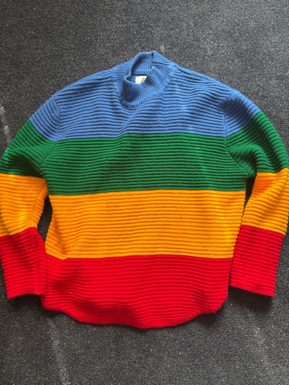 UNIF Striped Turtleneck Sweater in Blue, Green, Yellow, Red